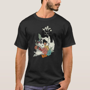 Zwarte Kat Met Schedel Bloemrijke Kitten Kattenmoe T-shirt