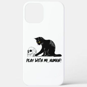 Zwarte kat met schedel spelen met me menselijke kr Case-Mate iPhone case