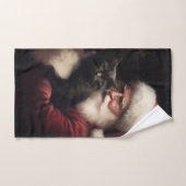 Zwarte kat met sinterklaas feestelijke kerst bad handdoek (Handdoek)