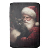 Zwarte kat met sinterklaas feestelijke kerst badmat (Voorkant Verticaal)