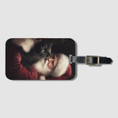 Zwarte kat met sinterklaas feestelijke kerst bagagelabel (Voorkant (horizontaal))