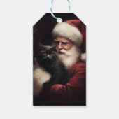Zwarte kat met sinterklaas feestelijke kerst cadeaulabel (Voorkant)