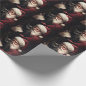 Zwarte kat met sinterklaas feestelijke kerst cadeaupapier (Hoek)