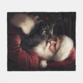 Zwarte kat met sinterklaas feestelijke kerst fleece deken (Voorkant (Horizontaal))
