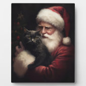 Zwarte kat met sinterklaas feestelijke kerst fotoplaat (Voorkant)