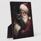 Zwarte kat met sinterklaas feestelijke kerst fotoplaat (Zijkant)