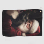 Zwarte kat met sinterklaas feestelijke kerst golfhanddoek (Horizontaal)