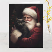 Zwarte kat met sinterklaas feestelijke kerst kaart (Gele Bloem)