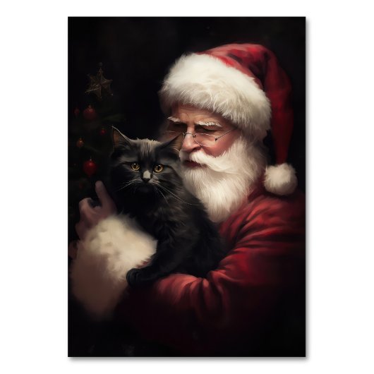Zwarte kat met sinterklaas feestelijke kerst kaart (Voorkant)