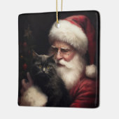 Zwarte kat met sinterklaas feestelijke kerst keramisch ornament (Links)