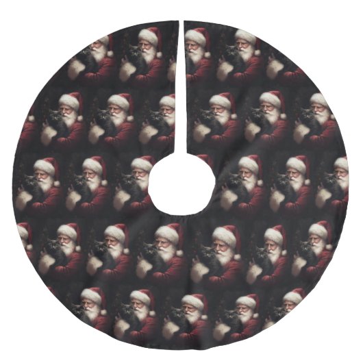 Zwarte kat met sinterklaas feestelijke kerst kerstboom rok (Voorkant)