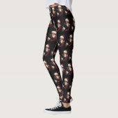 Zwarte kat met sinterklaas feestelijke kerst leggings (Links)