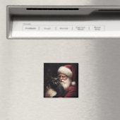 Zwarte kat met sinterklaas feestelijke kerst magneet (Insitu (Vaatwasser))