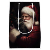 Zwarte kat met sinterklaas feestelijke kerst medium cadeauzakje (Achterkant)