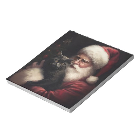 Zwarte kat met sinterklaas feestelijke kerst notitieblok (Linkerzijde)