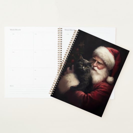 Zwarte kat met sinterklaas feestelijke kerst planner (Display)