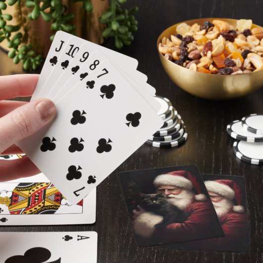 Zwarte kat met sinterklaas feestelijke kerst pokerkaarten (Insitu)