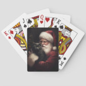 Zwarte kat met sinterklaas feestelijke kerst pokerkaarten (Achterkant)