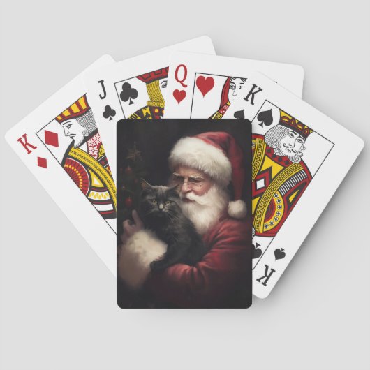 Zwarte kat met sinterklaas feestelijke kerst pokerkaarten (Achterkant)