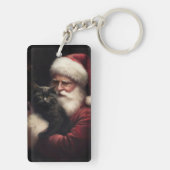Zwarte kat met sinterklaas feestelijke kerst sleutelhanger (achterkant)