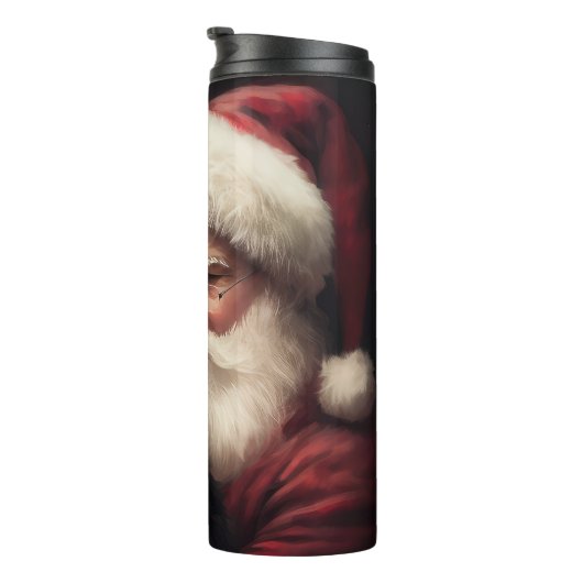 Zwarte kat met sinterklaas feestelijke kerst thermosbeker (Geroteerd rechts)