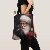Zwarte kat met sinterklaas feestelijke kerst tote bag (Dichtbij)