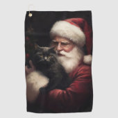 Zwarte Kat Met Sinterklaas Festief Kerstfeest  Golfhanddoek (Voorkant)