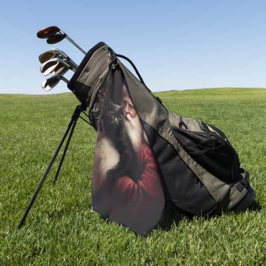 Zwarte Kat Met Sinterklaas Festief Kerstfeest  Golfhanddoek (Groen)