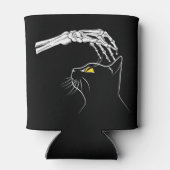 Zwarte kat met skelethandschoen blikjeskoeler (Achterkant)