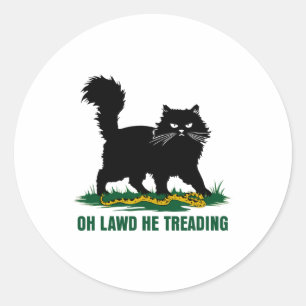 Zwarte kat met slang Oh Lawd Hij traint Natuur An Ronde Sticker