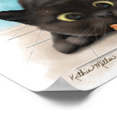 Zwarte Kat met Speelgoed Muis Cartoon Poster (Hoek)