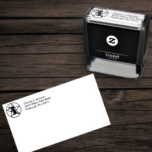 Zwarte kat met ster op Pentagram in Cirkel Zelfinktende Stempel