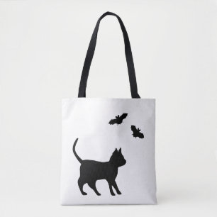 Zwarte kat met tas