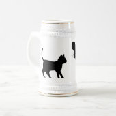 Zwarte kat met tas bierpul (Voorkant links)