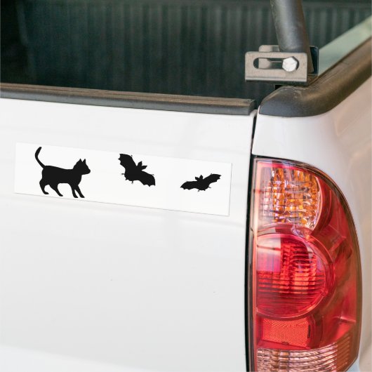 Zwarte kat met tas bumpersticker (Op Truck)