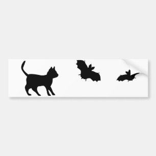 Zwarte kat met tas bumpersticker