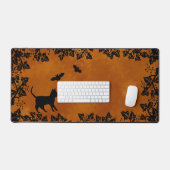 Zwarte kat met tas bureaumat (Keyboard & Muis)