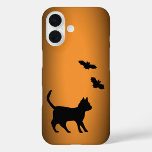 Zwarte kat met tas iPhone 16 hoesje