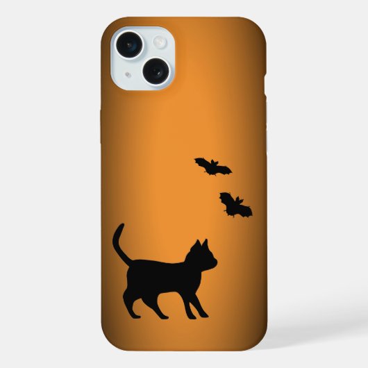 Zwarte kat met tas iPhone hoesje (Achterkant)