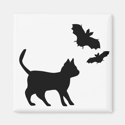 Zwarte kat met tas magneet (Voorkant)