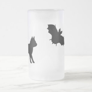 Zwarte kat met tas matglas bierpul