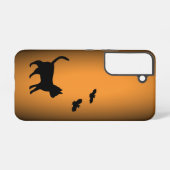 Zwarte kat met tas samsung galaxy hoesje (Achterkant horizontaal)