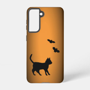 Zwarte kat met tas samsung galaxy hoesje