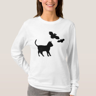 Zwarte kat met tas t-shirt