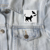 Zwarte kat met tas vierkante button 5,1 cm (In situ)