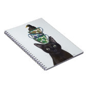 Zwarte Kat met Teacups en Blackbird Notitieboek (Rechterzijde)