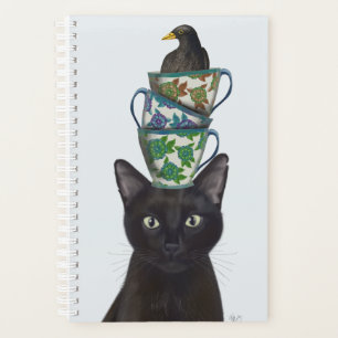 Zwarte Kat met Teacups en Blackbird Planner
