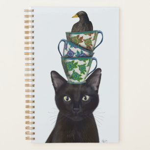 Zwarte Kat met Teacups en Blackbird Planner