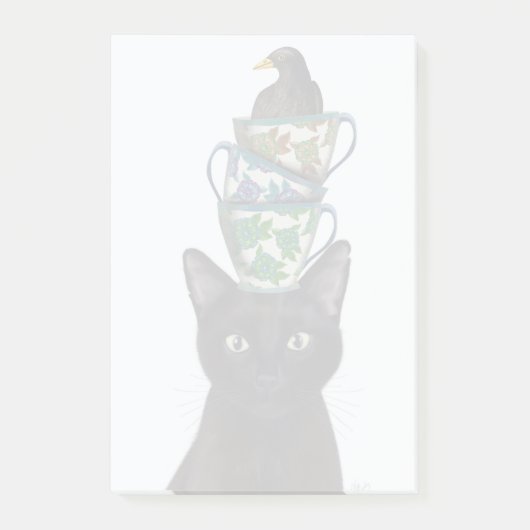 Zwarte Kat met Teacups en Blackbird Post-it® Notes (Voorkant)