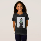 Zwarte Kat met Teacups en Blackbird T-shirt (Voorkant volledig)